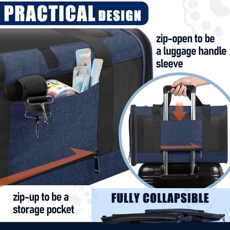 GAPZER Dog Carrier Soft/Cat Crates Large Cat 20 to 25 pounds/Softsided Pet Car Travel Carry Bag 15 Pound Puppy/Top Open Transport Kennel Navy - Image 2